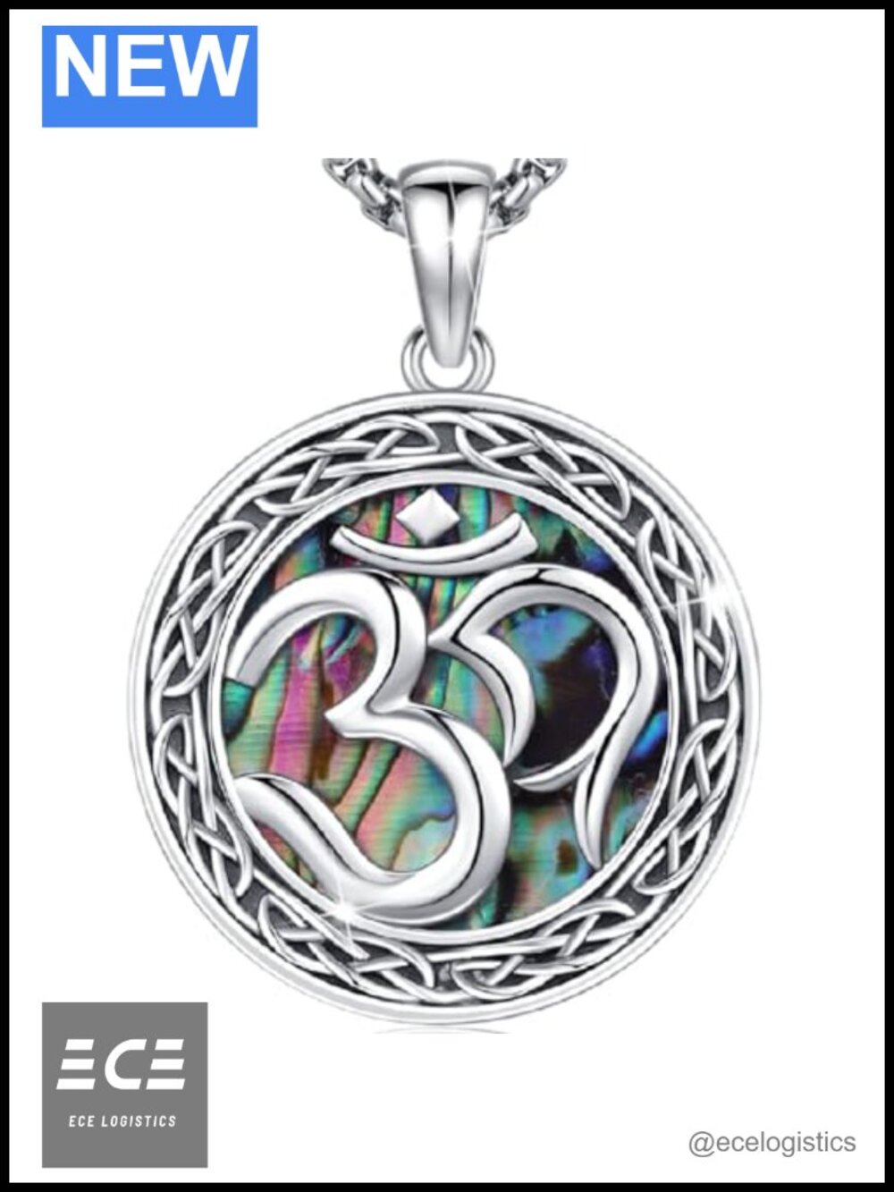 925 Sterling Silver Om Celtic Knot Pendant Necklace Wiccan Amulet Unisex